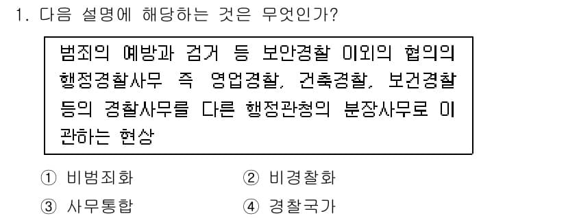 경찰공무원(순경)_경찰학개론 2015년 1번 - 정답과 핵심 포인트를 검수 중인 기출문제