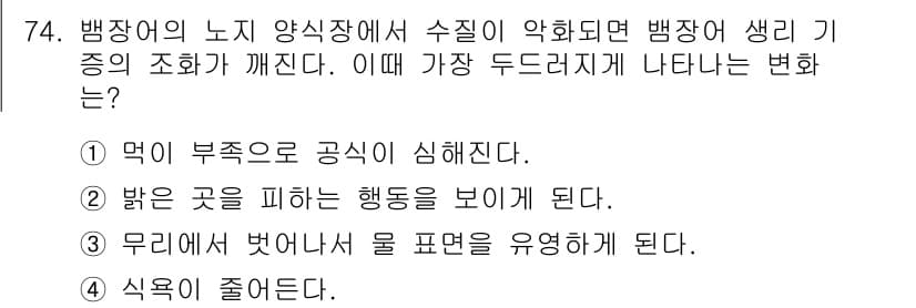 수산양식기사 2019년 74번 - 정답과 핵심 포인트를 검수 중인 기출문제