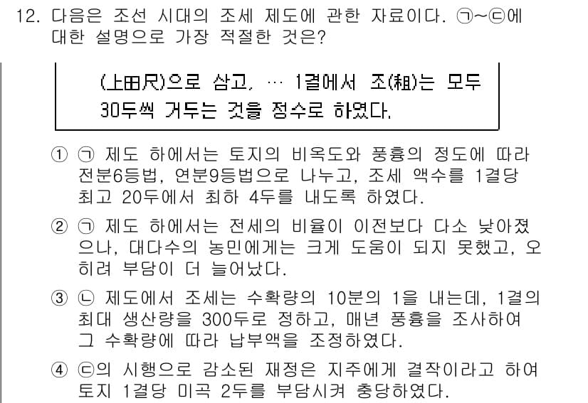 경찰공무원(순경)_한국사 2015년 12번 - 주어진 자료는 조선 시대의 제도와 관련된 내용을 다루고 있으며, 제도의 ... 에 관한 핵심 기출문제