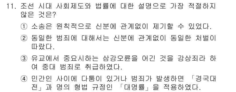 경찰공무원(순경)_한국사 2018년 11번 - 정답과 핵심 포인트를 검수 중인 기출문제