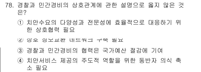 경비지도사_1차(법학개론,민간경비론) 2017년 78번 - 정답과 핵심 포인트를 검수 중인 기출문제