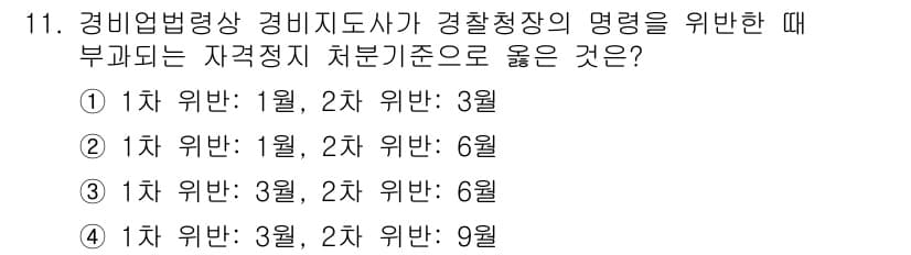 경비지도사_2차(경비업법) 2018년 11번 - 정답과 핵심 포인트를 검수 중인 기출문제