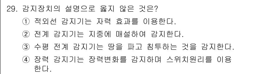 경비지도사_2차(기계경비개론) 2019년 29번 - 정답과 핵심 포인트를 검수 중인 기출문제