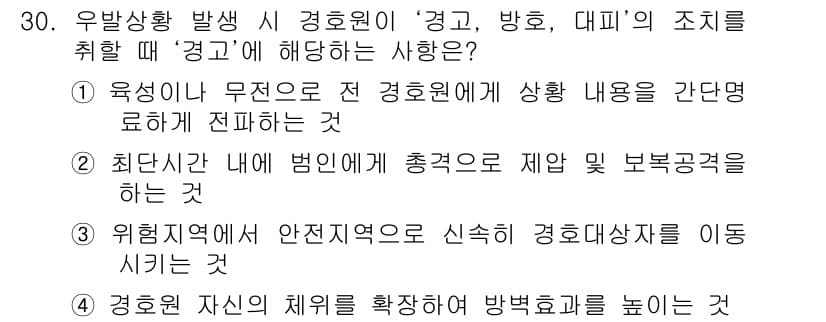경비지도사_2차(경호학) 2015년 30번 - 정답과 핵심 포인트를 검수 중인 기출문제