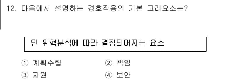 경비지도사_2차(경호학) 2016년 12번 - 경호학에서 기본적인 고려 요소는 위협 분석을 통해 결정되며, 이는 경호 ... 에 관한 핵심 기출문제