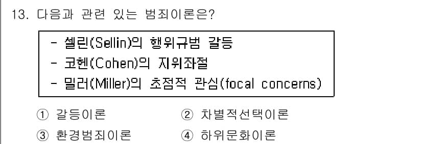 경비지도사_2차(범죄학) 2019년 13번 - 정답과 핵심 포인트를 검수 중인 기출문제