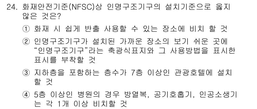 경비지도사_2차(소방학) 2017년 24번 - 정답과 핵심 포인트를 검수 중인 기출문제