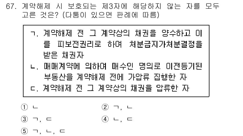 공인중개사_1차 2019년 67번 - 정답과 핵심 포인트를 검수 중인 기출문제