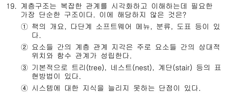 시각디자인기사 2017년 19번 - 정답 4번은 "시스템에 대한 지식을 늘리지 못하는 단점"이 해당하지 않는... 에 관한 핵심 기출문제