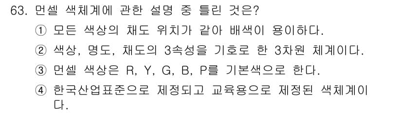 시각디자인기사 2018년 63번 - 정답과 핵심 포인트를 검수 중인 기출문제