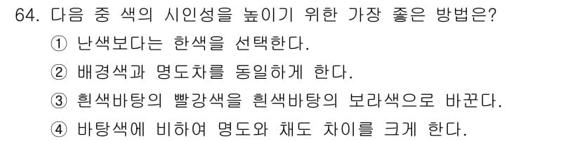시각디자인기사 2018년 64번 - 정답과 핵심 포인트를 검수 중인 기출문제
