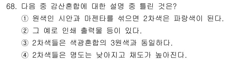 시각디자인기사 2018년 68번 - 정답과 핵심 포인트를 검수 중인 기출문제