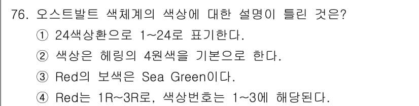 시각디자인기사 2018년 76번 - 정답과 핵심 포인트를 검수 중인 기출문제