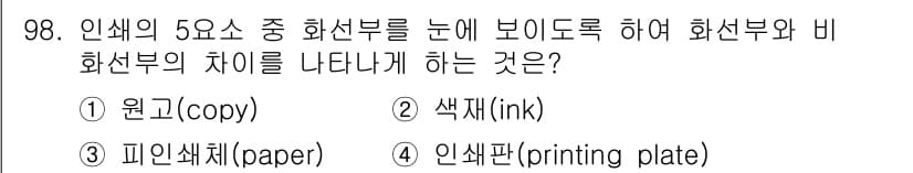 시각디자인기사 2018년 98번 - 정답과 핵심 포인트를 검수 중인 기출문제