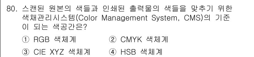 시각디자인기사 2019년 80번 - 정답과 핵심 포인트를 검수 중인 기출문제