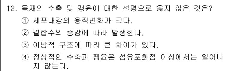 임산가공기사 2018년 12번 - 정답과 핵심 포인트를 검수 중인 기출문제