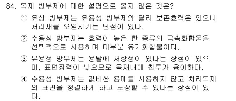 임산가공기사 2018년 84번 - 정답과 핵심 포인트를 검수 중인 기출문제
