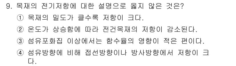 임산가공기사 2018년 9번 - 정답과 핵심 포인트를 검수 중인 기출문제