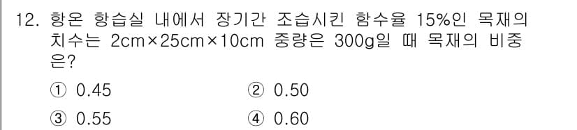임산가공기사 2019년 12번 - 정답과 핵심 포인트를 검수 중인 기출문제
