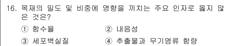 임산가공기사 2019년 16번 - 정답과 핵심 포인트를 검수 중인 기출문제