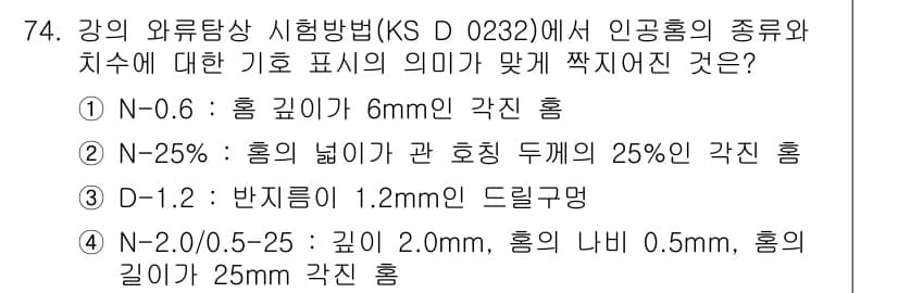 와전류비파괴검사기사(구) 2015년 74번 - 정답과 핵심 포인트를 검수 중인 기출문제