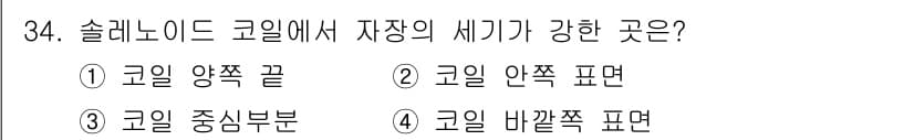 와전류비파괴검사기사(구) 2016년 34번 - 슬레노이드 코일의 자장 세기가 강한 곳은 코일의 양쪽 끝이다. 이는 코일... 에 관한 핵심 기출문제