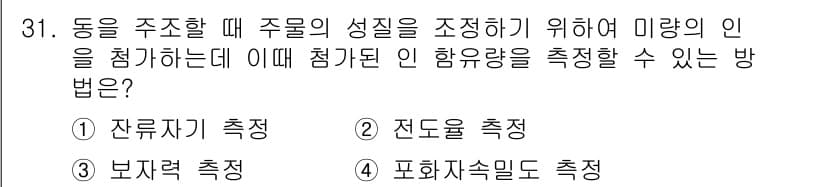 와전류비파괴검사기사 2019년 31번 - 정답과 핵심 포인트를 검수 중인 기출문제