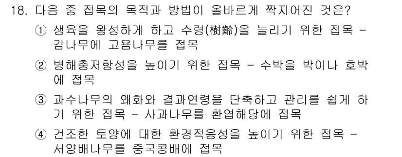 유기농업산업기사 2016년 18번 - 정답과 핵심 포인트를 검수 중인 기출문제