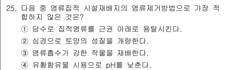 유기농업산업기사 2016년 25번 - 정답과 핵심 포인트를 검수 중인 기출문제