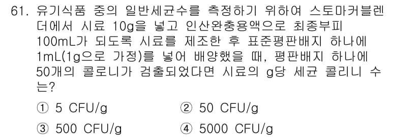 유기농업산업기사 2017년 61번 - 정답과 핵심 포인트를 검수 중인 기출문제