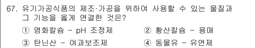 유기농업산업기사 2017년 67번 - 정답과 핵심 포인트를 검수 중인 기출문제