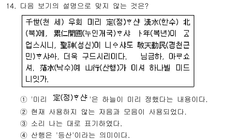소방공무원(공개,경력)_국어(구) 2015년 14번 - 정답과 핵심 포인트를 검수 중인 기출문제