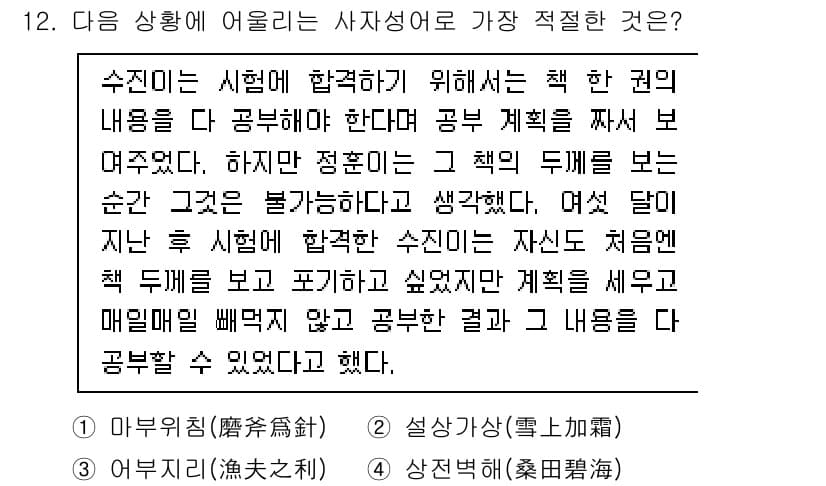 소방공무원(공개,경력)_국어(구) 2018년 12번 - 정답과 핵심 포인트를 검수 중인 기출문제