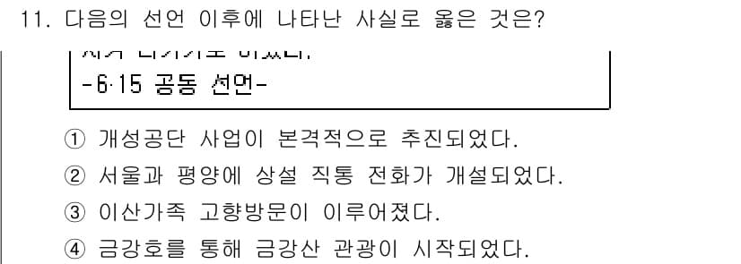 소방공무원(공개)_한국사(구) 2015년 11번 - 정답과 핵심 포인트를 검수 중인 기출문제