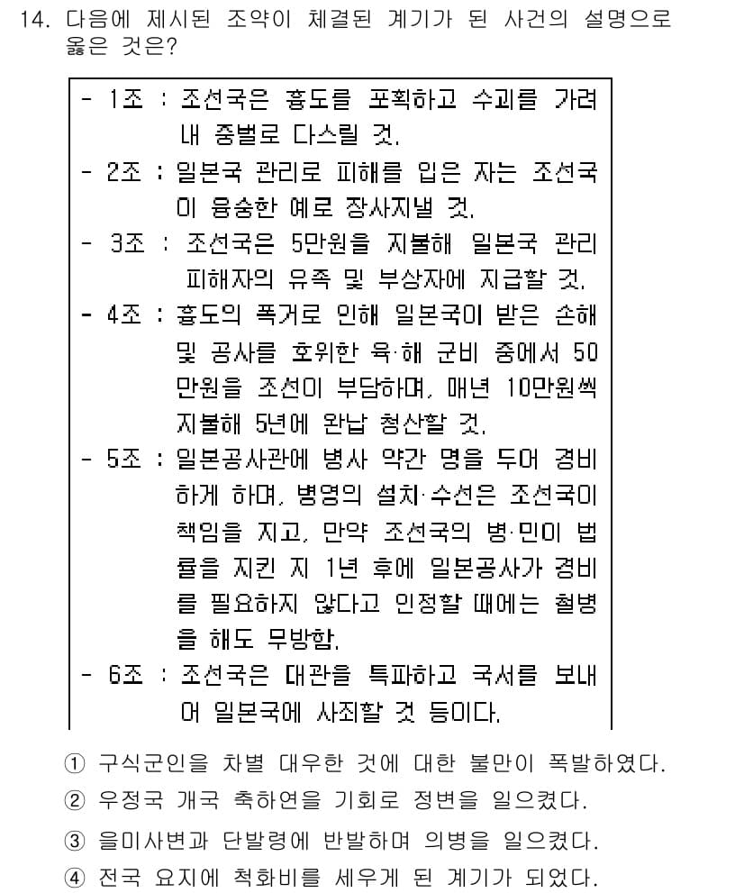 소방공무원(공개)_한국사(구) 2016년 14번 - 정답과 핵심 포인트를 검수 중인 기출문제