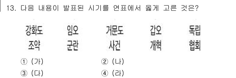 소방공무원(공개)_한국사(구) 2018년 13번 - 정답과 핵심 포인트를 검수 중인 기출문제