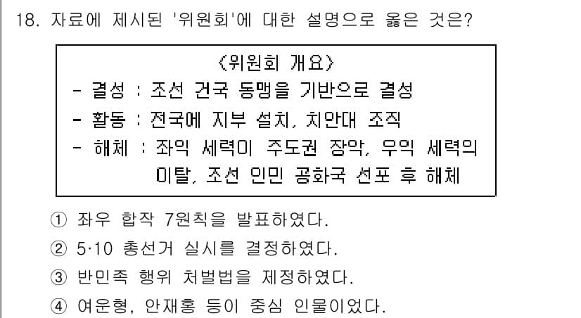 소방공무원(공개)_한국사(구) 2018년 18번 - 정답과 핵심 포인트를 검수 중인 기출문제