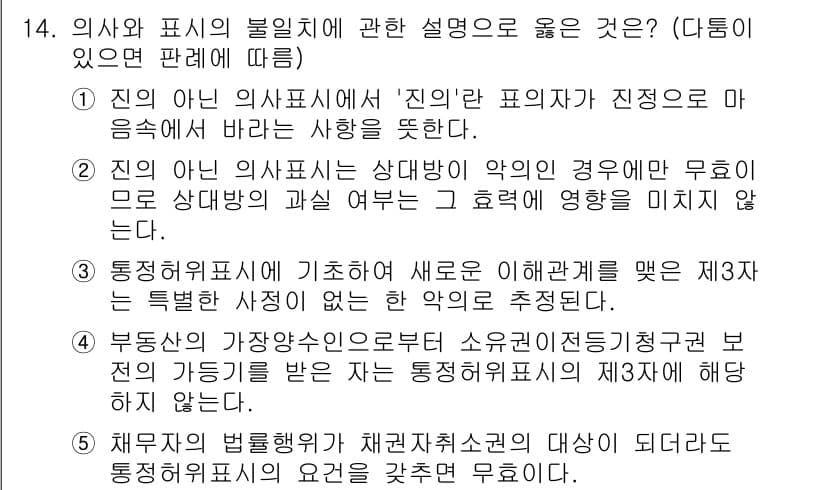주택관리사보_1차 2019년 14번 - 통제력에 기초하여 새로운 관계를 맺는 제3자는 특정한 사정이 있는 경우에... 에 관한 핵심 기출문제