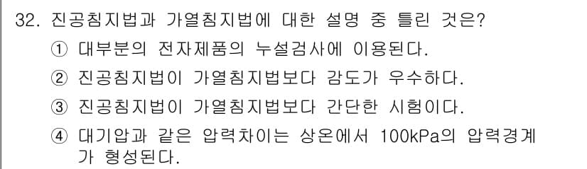 누설비파괴검사기사(구) 2015년 32번 - 정답과 핵심 포인트를 검수 중인 기출문제