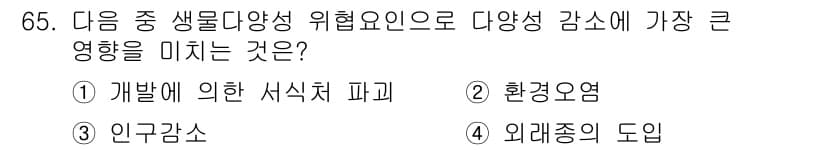 생물분류기사(동물) 2016년 65번 - 정답과 핵심 포인트를 검수 중인 기출문제