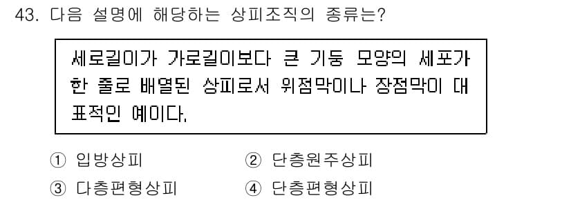 생물분류기사(동물) 2017년 43번 - 정답과 핵심 포인트를 검수 중인 기출문제