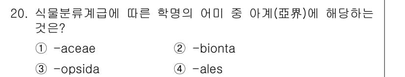 생물분류기사(식물) 2018년 20번 - 정답과 핵심 포인트를 검수 중인 기출문제