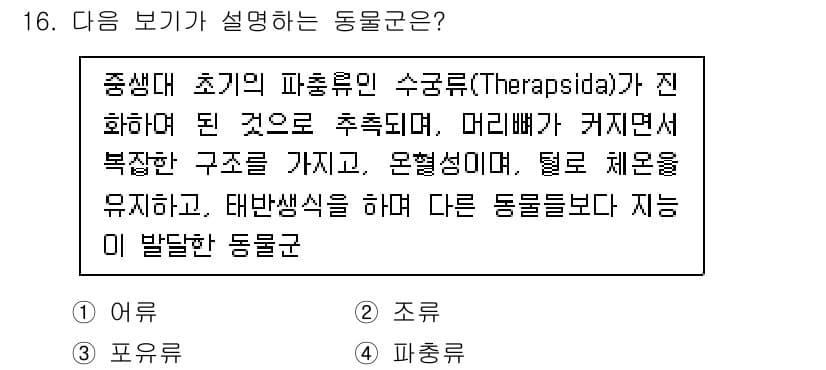 생물분류기사(식물) 2019년 16번 - 정답과 핵심 포인트를 검수 중인 기출문제