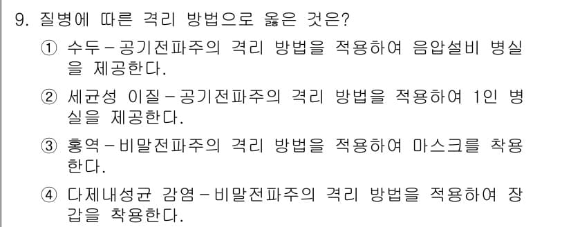 9급_지방직_공무원_간호관리 2017년 9번 - 정답과 핵심 포인트를 검수 중인 기출문제