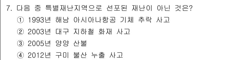 9급_지방직_공무원_재난관리론 2017년 7번 - 정답과 핵심 포인트를 검수 중인 기출문제