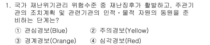 9급_지방직_공무원_재난관리론 2018년 1번 - 정답과 핵심 포인트를 검수 중인 기출문제