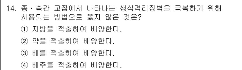 9급_지방직_공무원_재배학개론 2018년 14번 - 정답은 2번 "약을 적출하여 배양한다."입니다. 생식과 물질 대사를 통한... 에 관한 핵심 기출문제