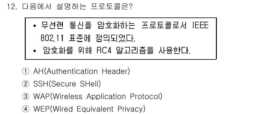 9급_지방직_공무원_정보보호론 2018년 12번 - 정답과 핵심 포인트를 검수 중인 기출문제