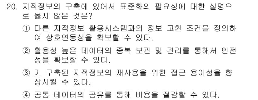 9급_지방직_공무원_지적전산학개론 2016년 20번 - 정답과 핵심 포인트를 검수 중인 기출문제