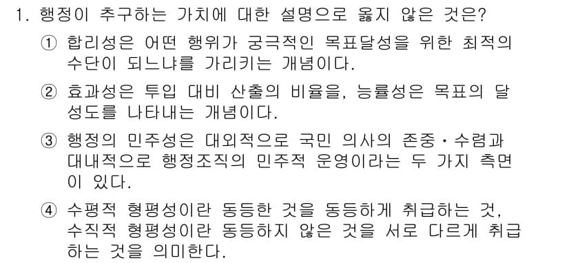 9급_지방직_공무원_행정학개론 2019년 1번 - 정답과 핵심 포인트를 검수 중인 기출문제